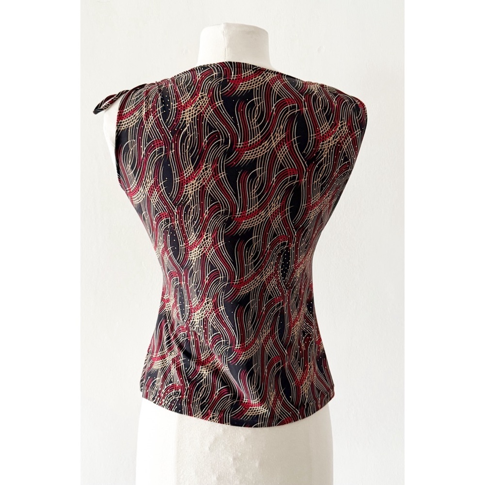 Vintage 90s Y2K A. Byer Red & Black Metallic Surplice Blouse Top Size Medium - Picture 4 of 7